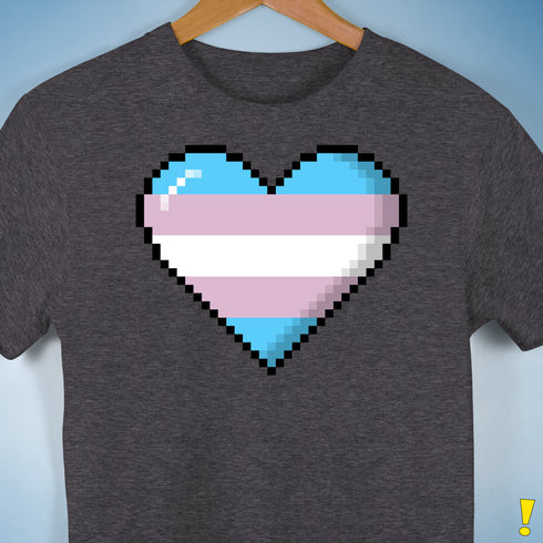 Transgender Pride 8-Bit Pixel Heart Premium Unisex T-Shirt - Dark Grey Heather